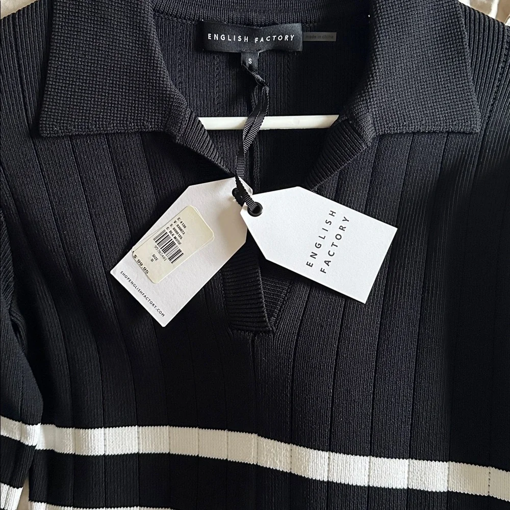NWT English factory Black and White Striped Dress - Picture 5 of 6